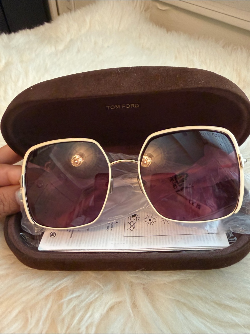 Tom Ford Women's Gold Frame Sunglasses with Purple Lenses